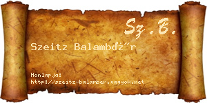 Szeitz Balambér névjegykártya